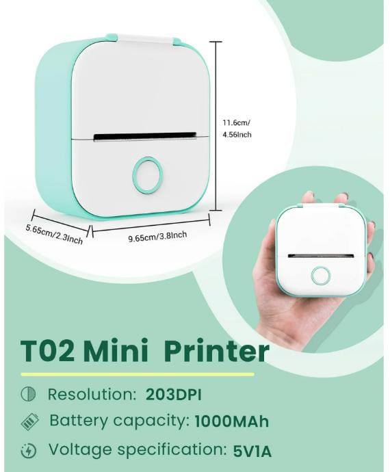 Phomemo T02 Mini Printer - White and green