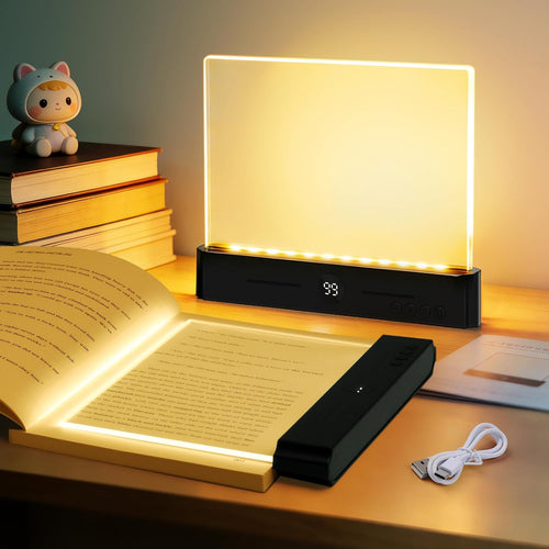 Flat Clear Panel Reading Light - 2-in-1 Night Light with Timer