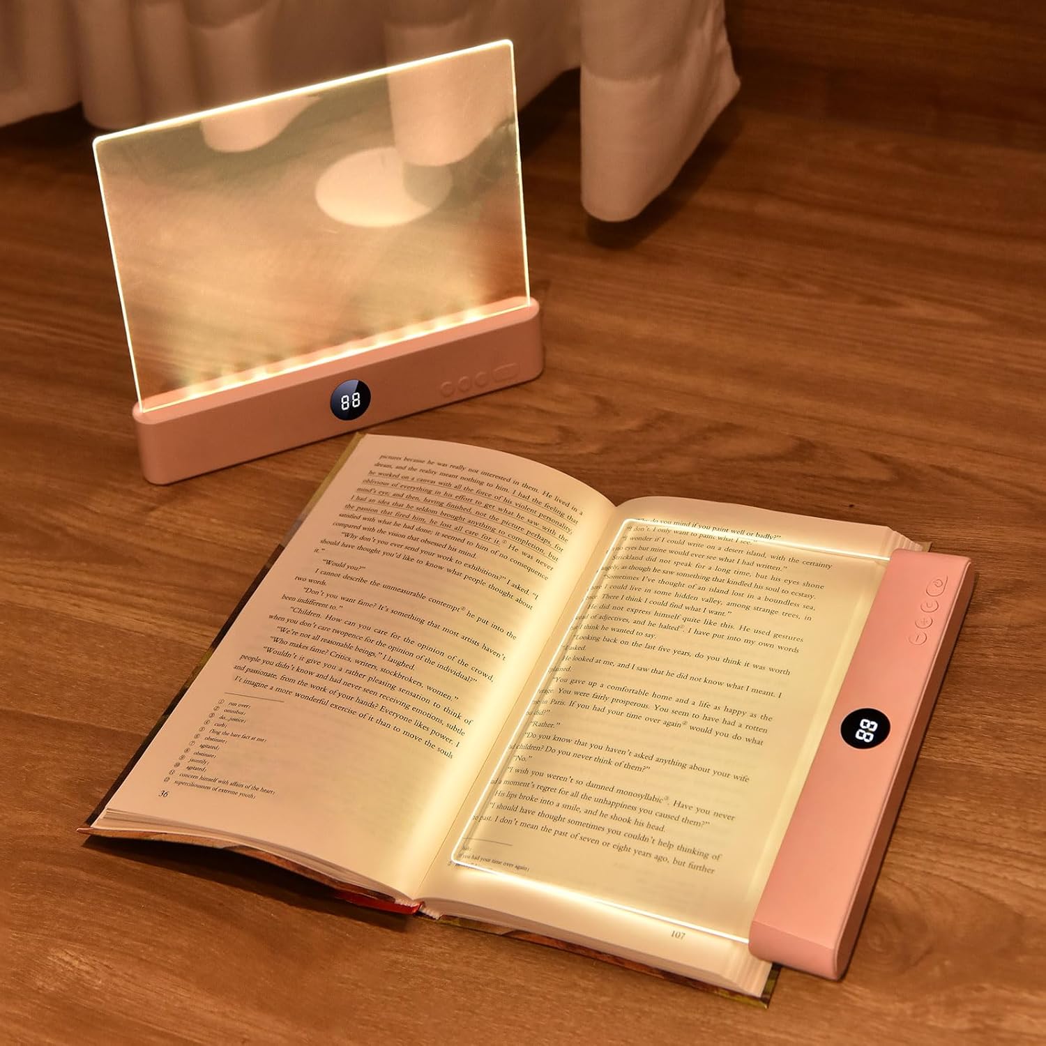Flat Clear Panel Reading Light - 2-in-1 Night Light with Timer
