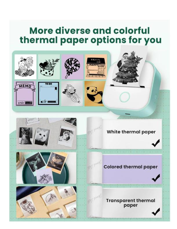 Phomemo T02 Mini Printer - White and green