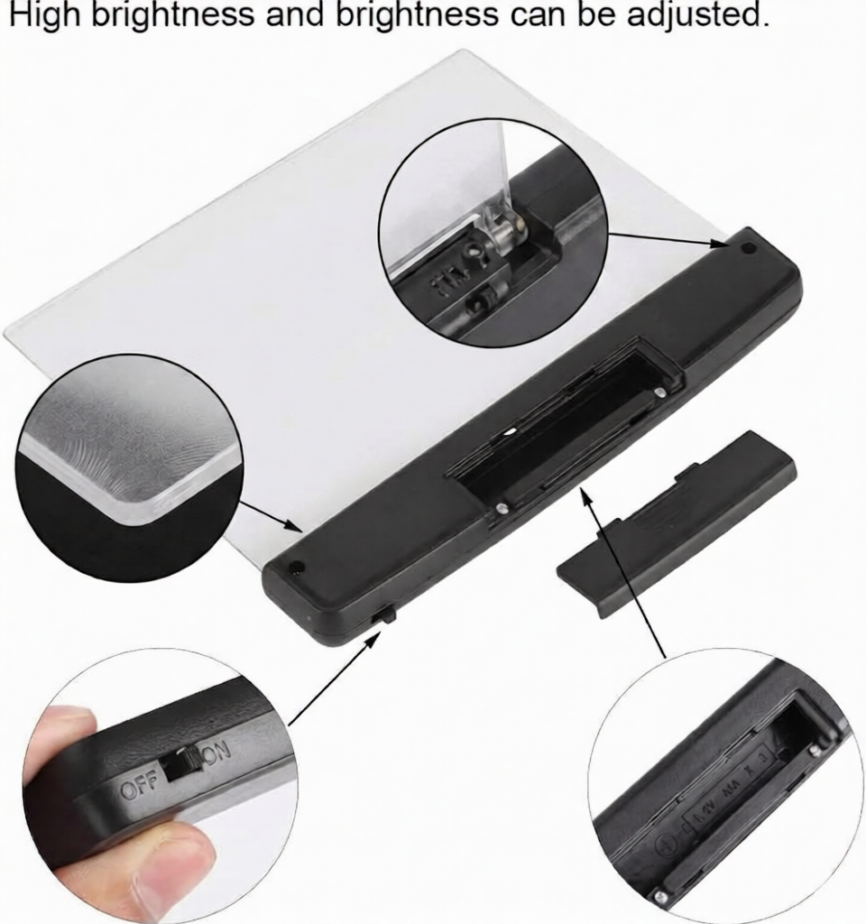 Flat LED Book Reading Light Illuminator Panel - Wireless