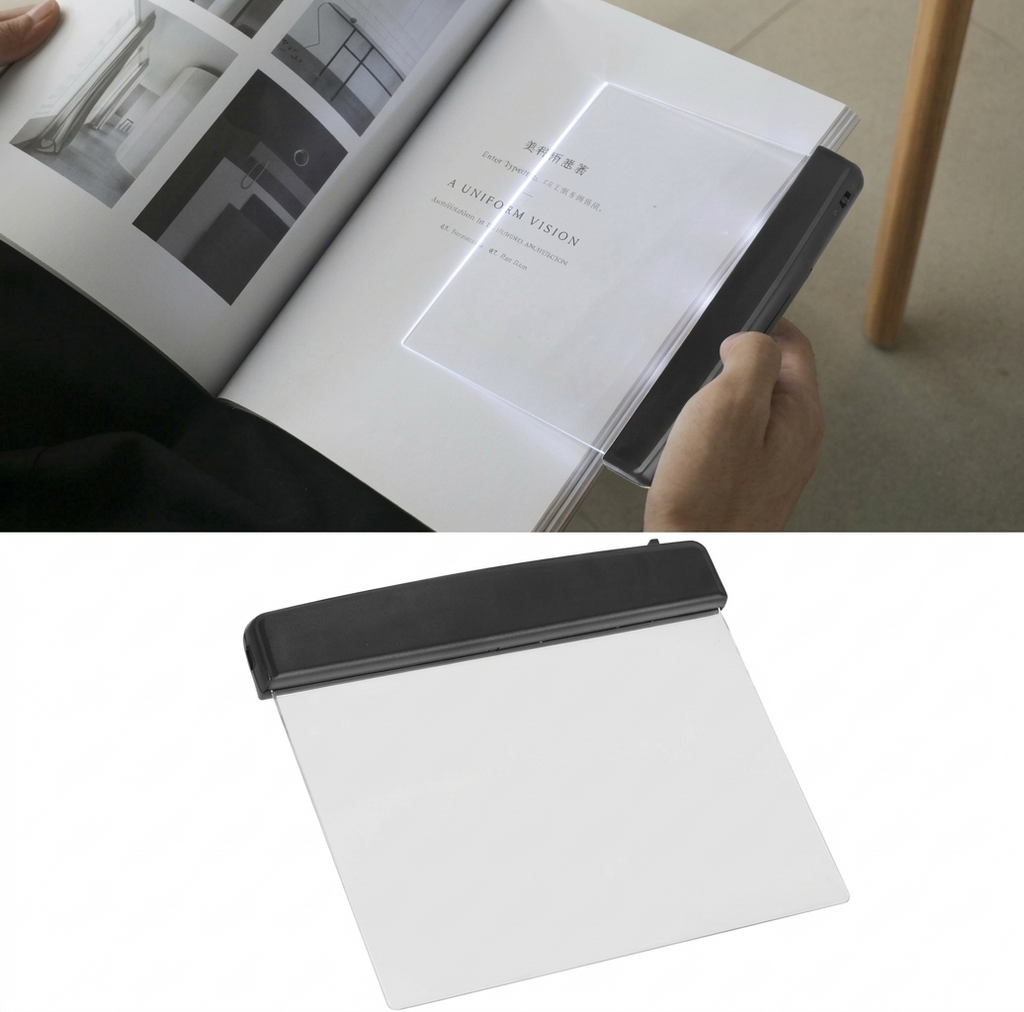Flat LED Book Reading Light Illuminator Panel - Wireless