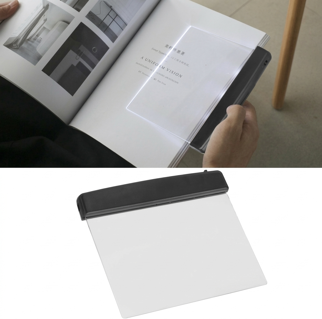 Flat LED Book Reading Light Illuminator Panel - Wireless