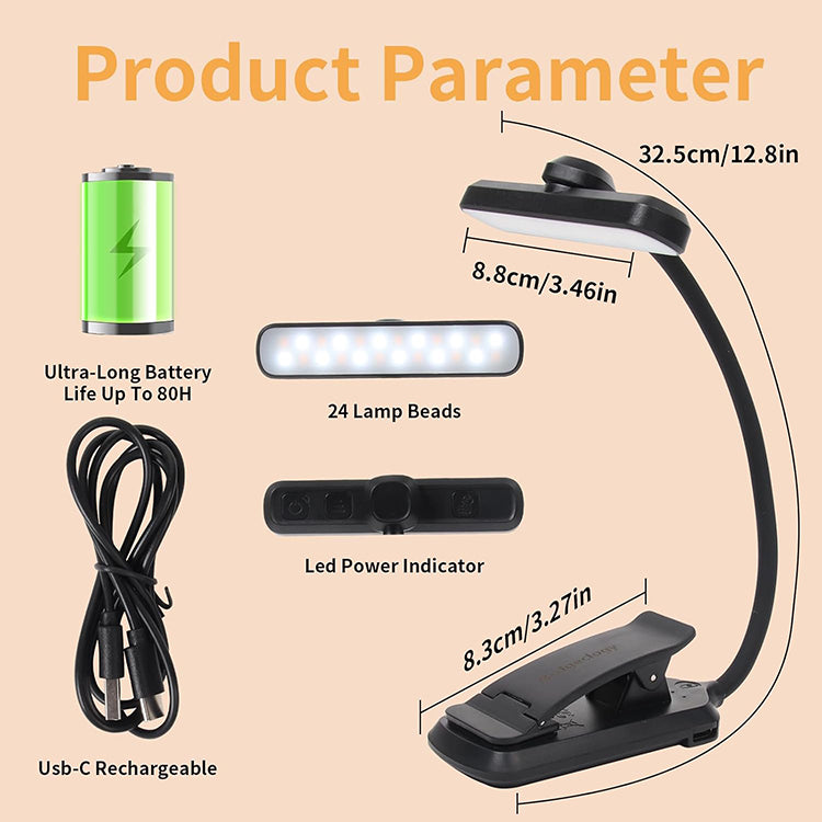 Flexible Stepless Dimming Clip Book Lamp