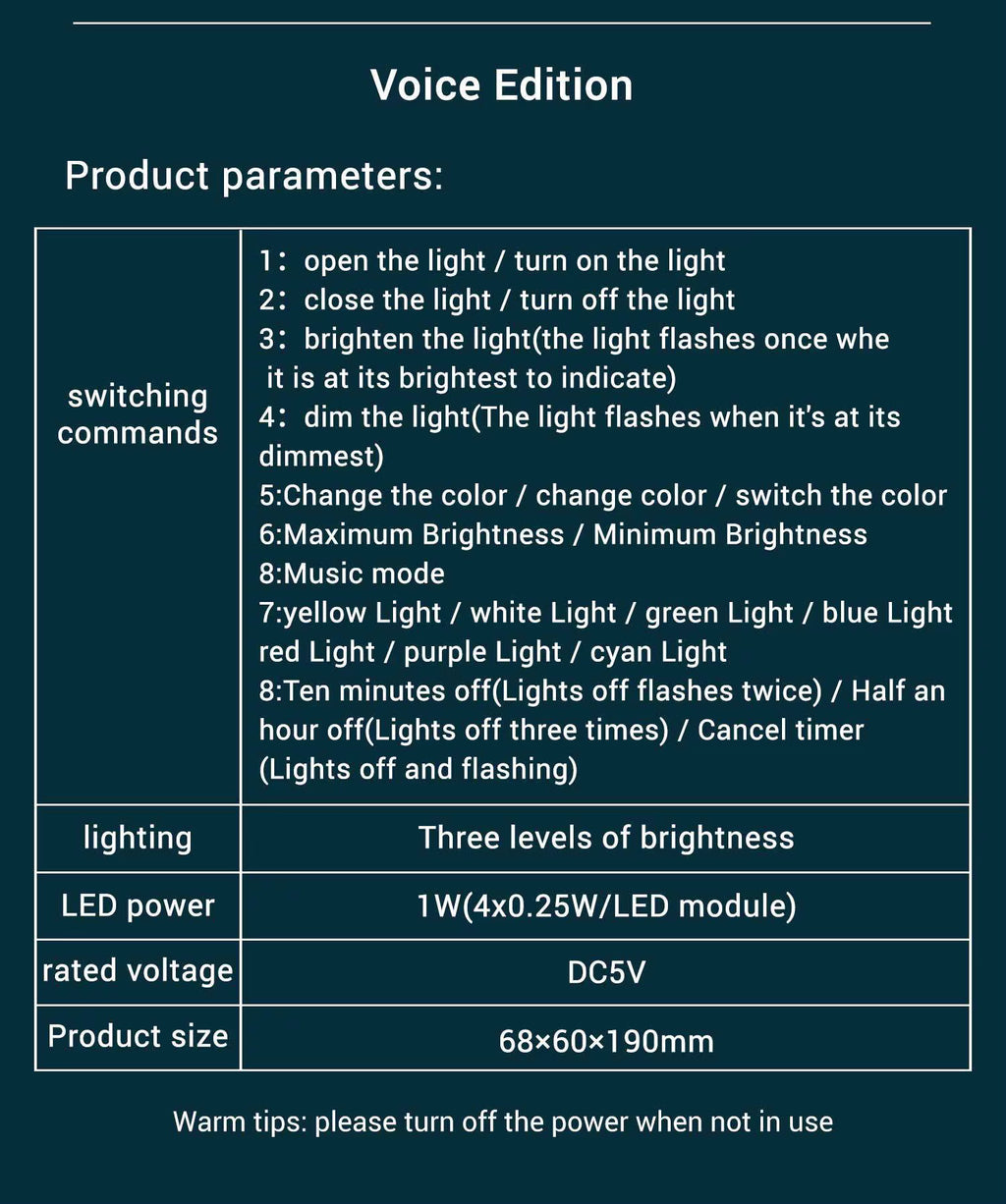 Smart Voice-Controlled Night Light Cartoon English