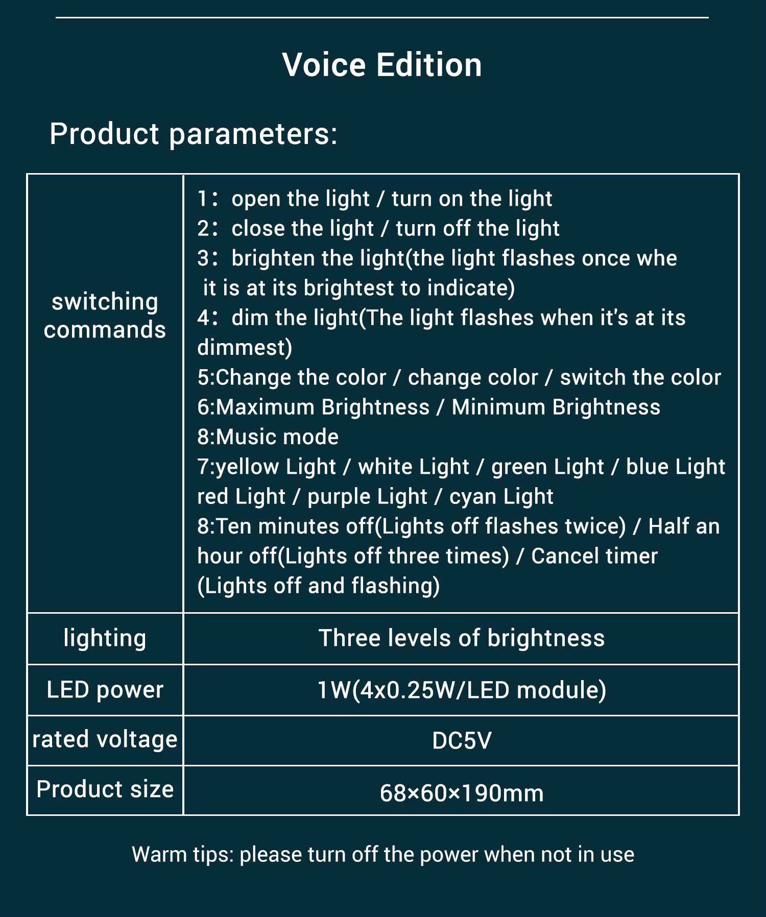 Smart Voice-Controlled Night Light Cartoon English