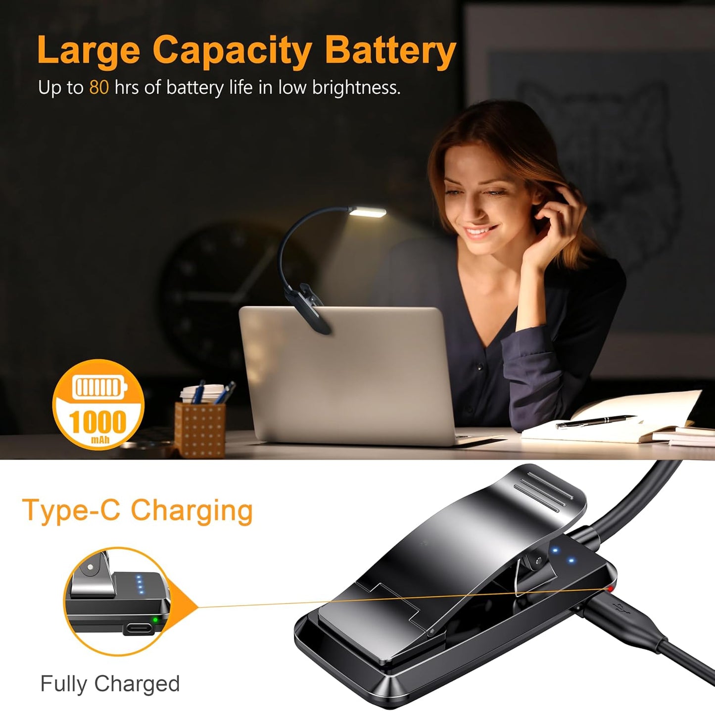 Flexible Stepless Dimming Clip Book Lamp