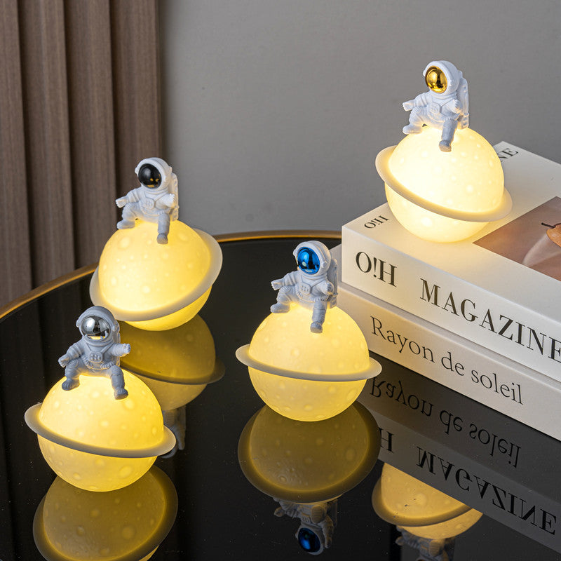 Astronaut Saturn Atmosphere Night Light