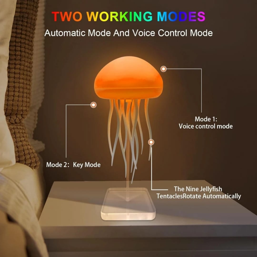 Automatic Dancing Jellyfish Lava Lamp – LED Night Light with Voice Control