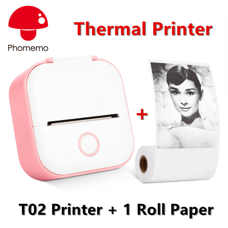 Phomemo T02 Mini Printer - White and Pink