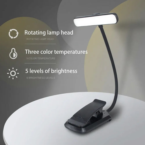 Flexible Stepless Dimming Clip Book Lamp