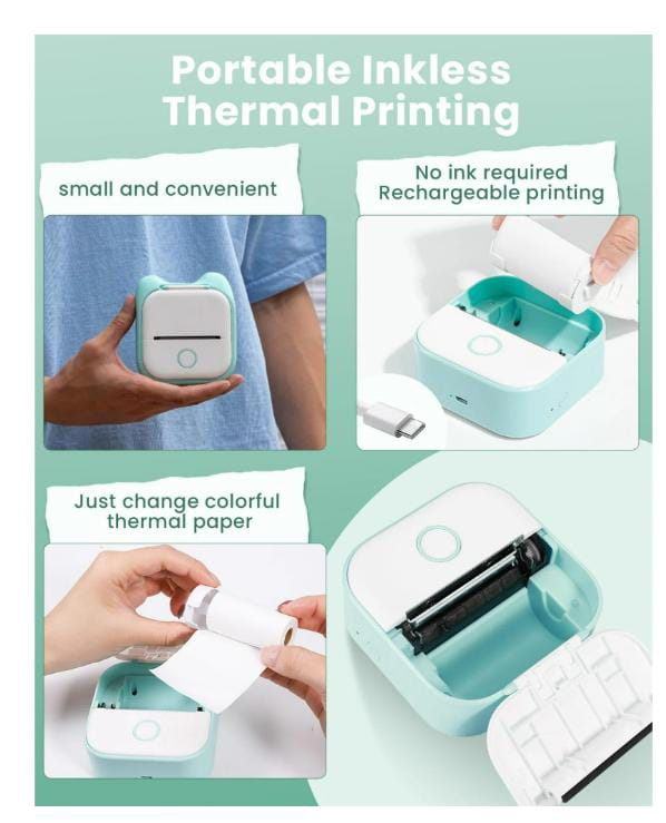 Phomemo T02 Mini Printer - White and green