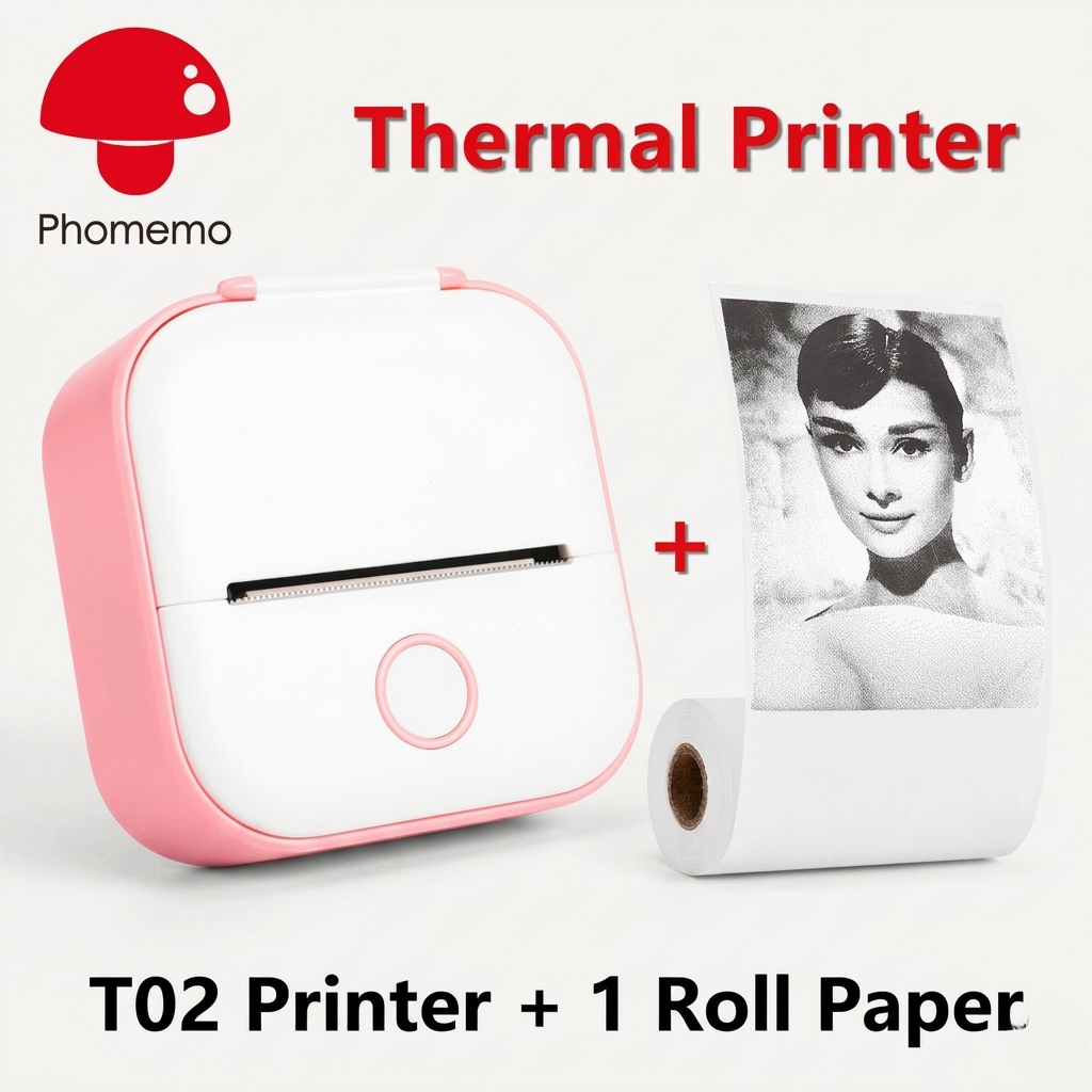 Phomemo T02 Mini Printer - White and Pink