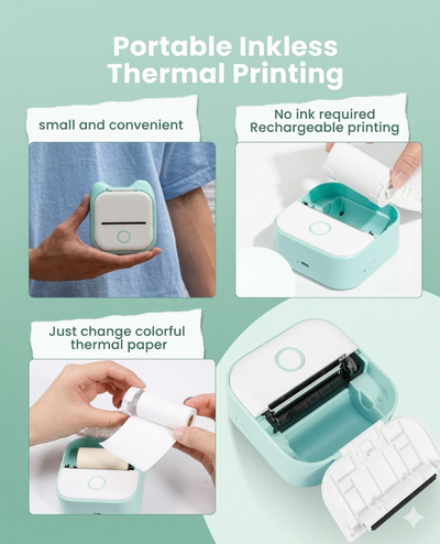 Phomemo T02 Mini Printer - White and green